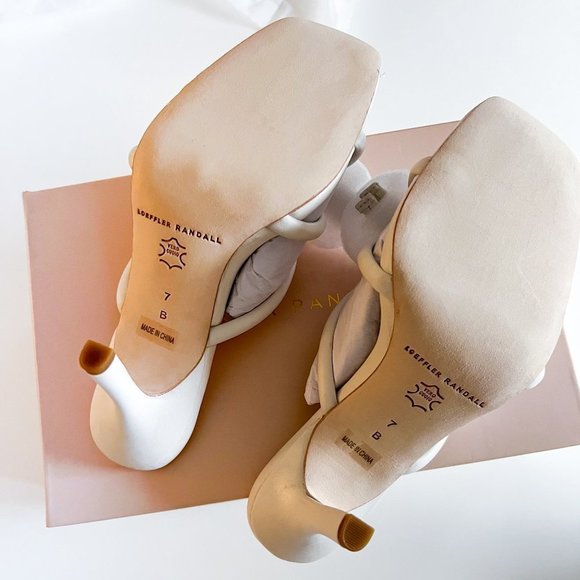 NWT LOEFFLER RANDALL Napa Bow Stiletto Slide Sandals Optic White - Picture 8 of 9